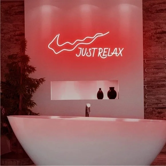 NIKE Just Relax Red Neon Trendy Dorm Bedroom Living Room Outdoor Indoor Decor - Picture 3 of 9